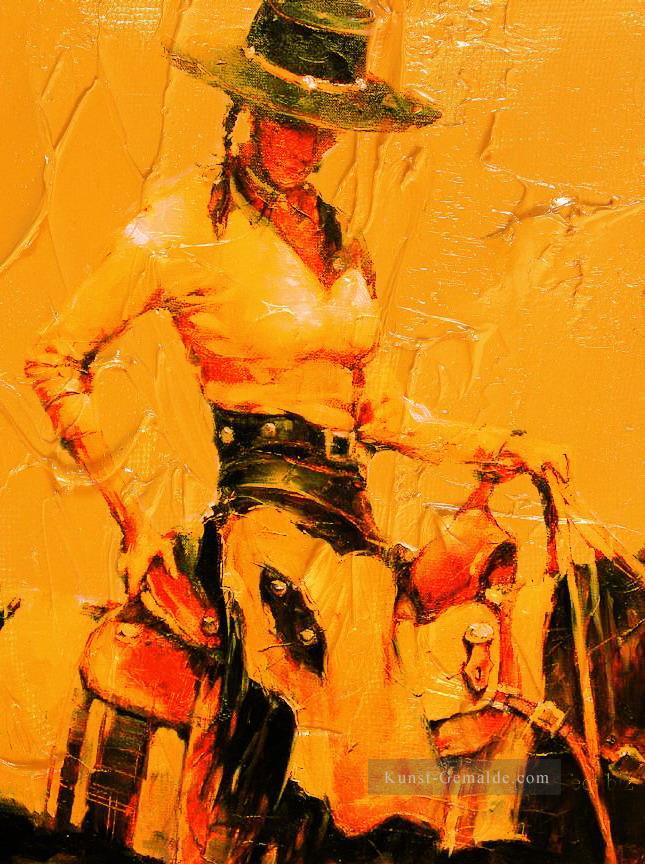 rot cowgirl mit dicken Lacken Originale Westernkunst Ölgemälde